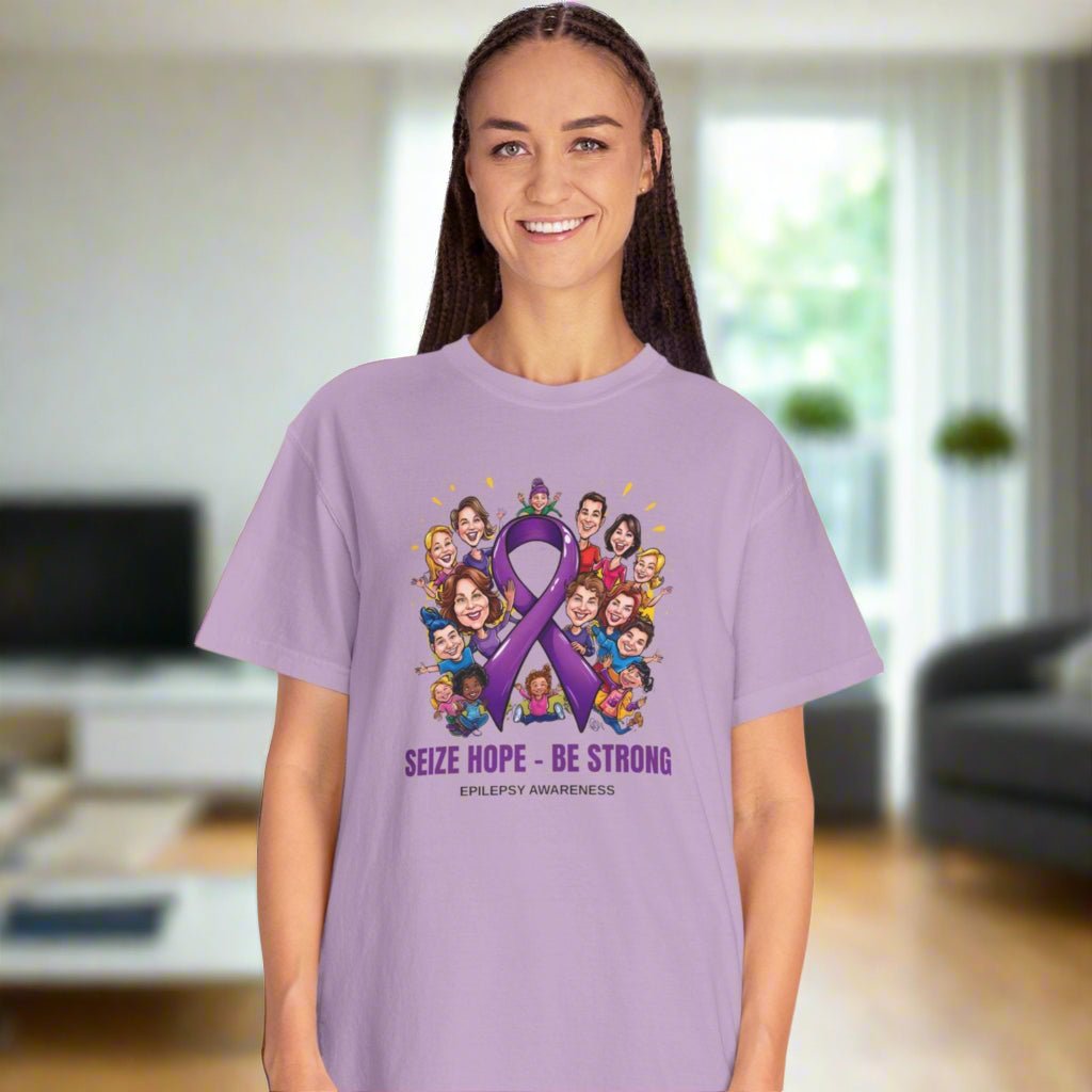 Camiseta Unisex Teñida en Prenda para la Conciencia de la Epilepsia - Aprovecha la Esperanza, Sé Fue