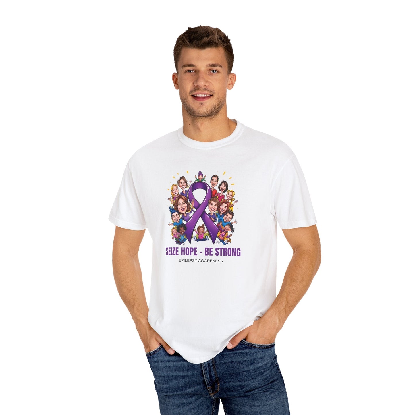 Camiseta Unisex Teñida en Prenda para la Conciencia de la Epilepsia - Aprovecha la Esperanza, Sé Fue