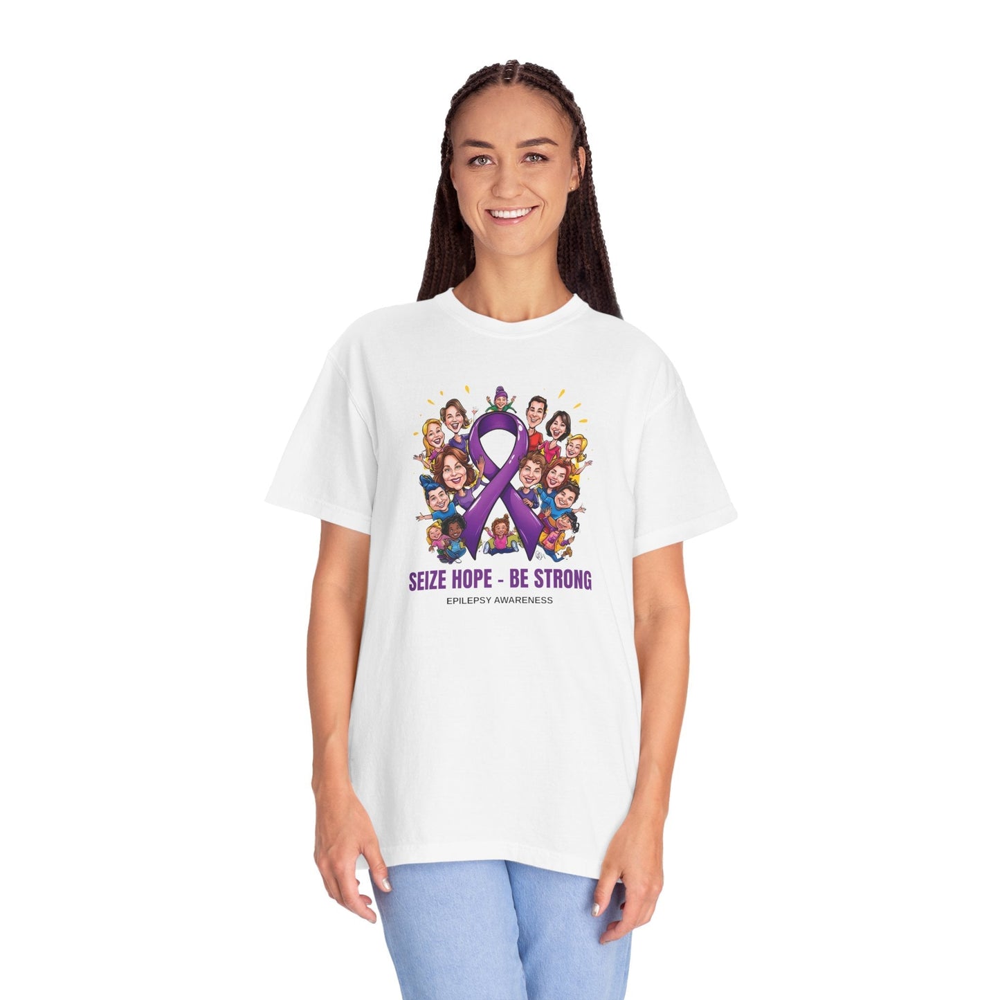 Camiseta Unisex Teñida en Prenda para la Conciencia de la Epilepsia - Aprovecha la Esperanza, Sé Fue