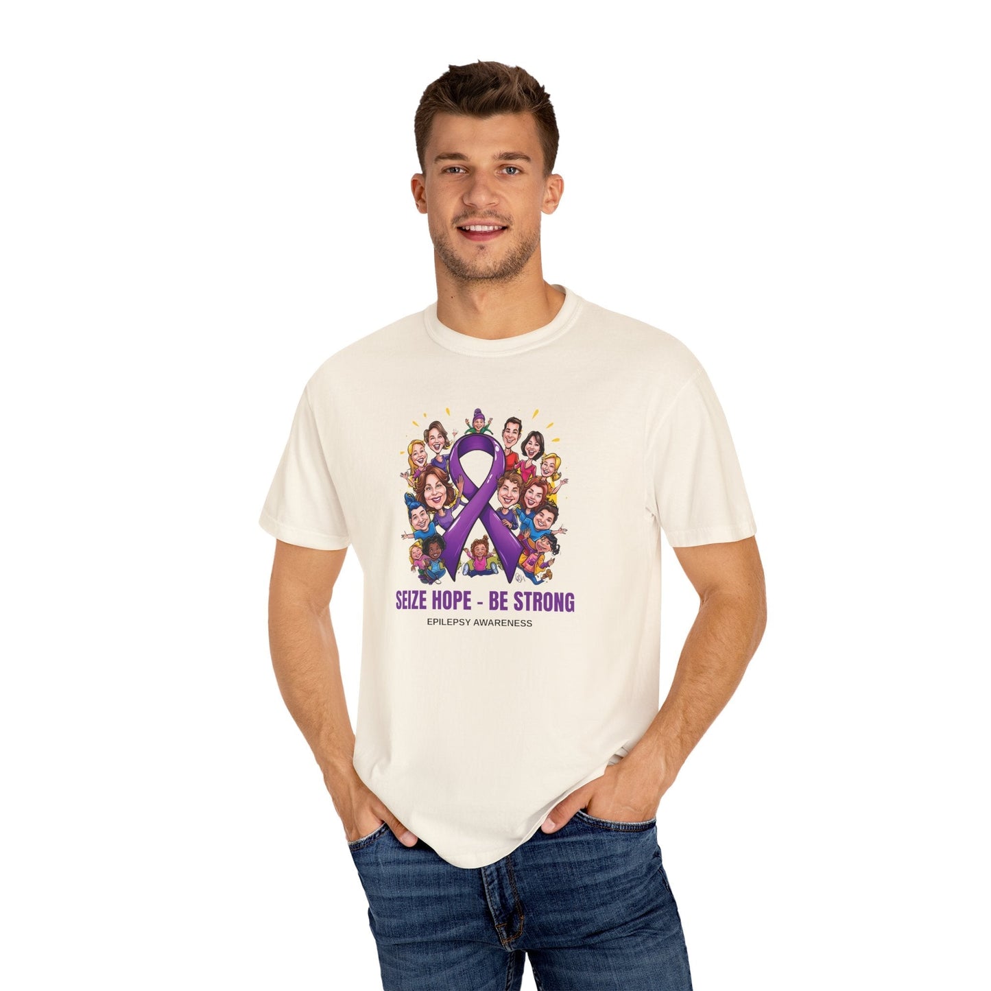 Camiseta Unisex Teñida en Prenda para la Conciencia de la Epilepsia - Aprovecha la Esperanza, Sé Fue