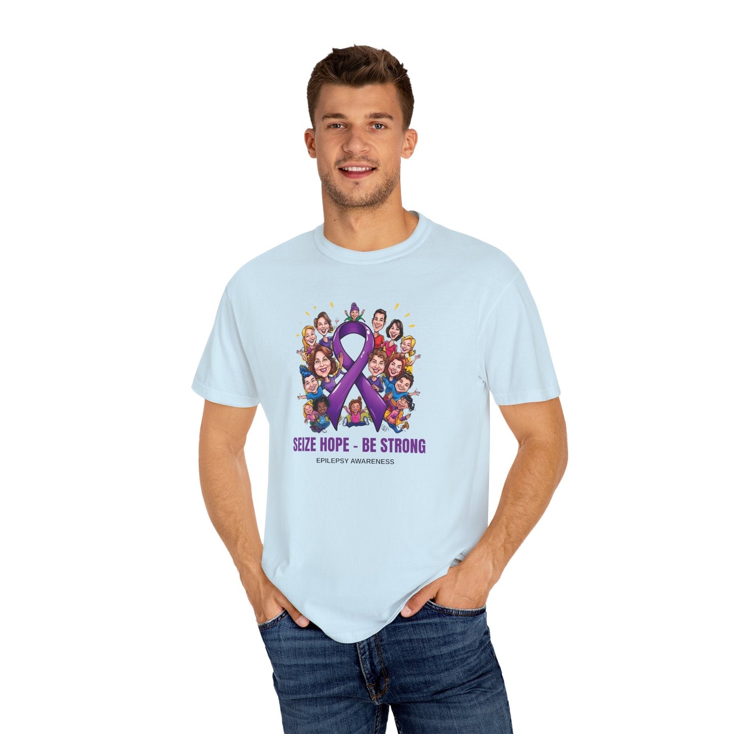 Camiseta Unisex Teñida en Prenda para la Conciencia de la Epilepsia - Aprovecha la Esperanza, Sé Fue