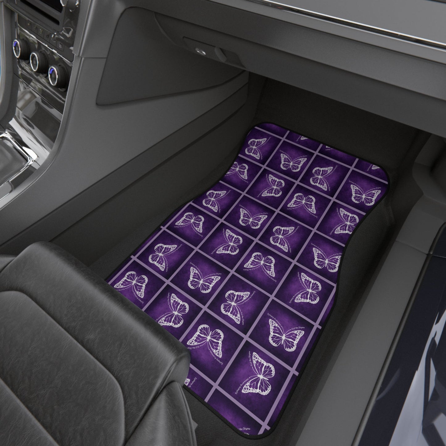 Elegant Purple Butterfly Car Mats Set
