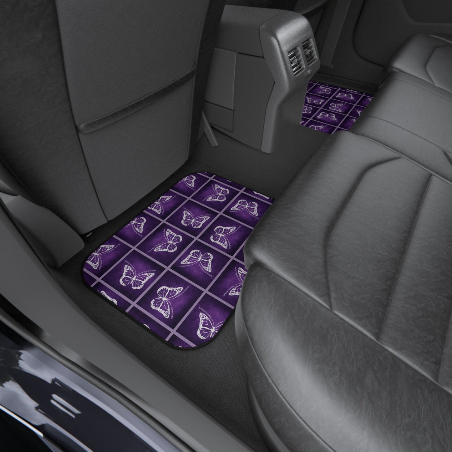 Elegant Purple Butterfly Car Mats Set