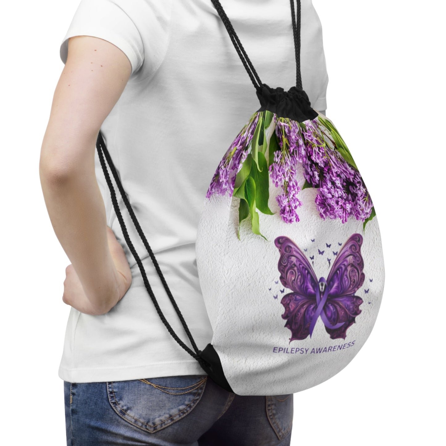Epilepsy Butterfly Drawstring Bag
