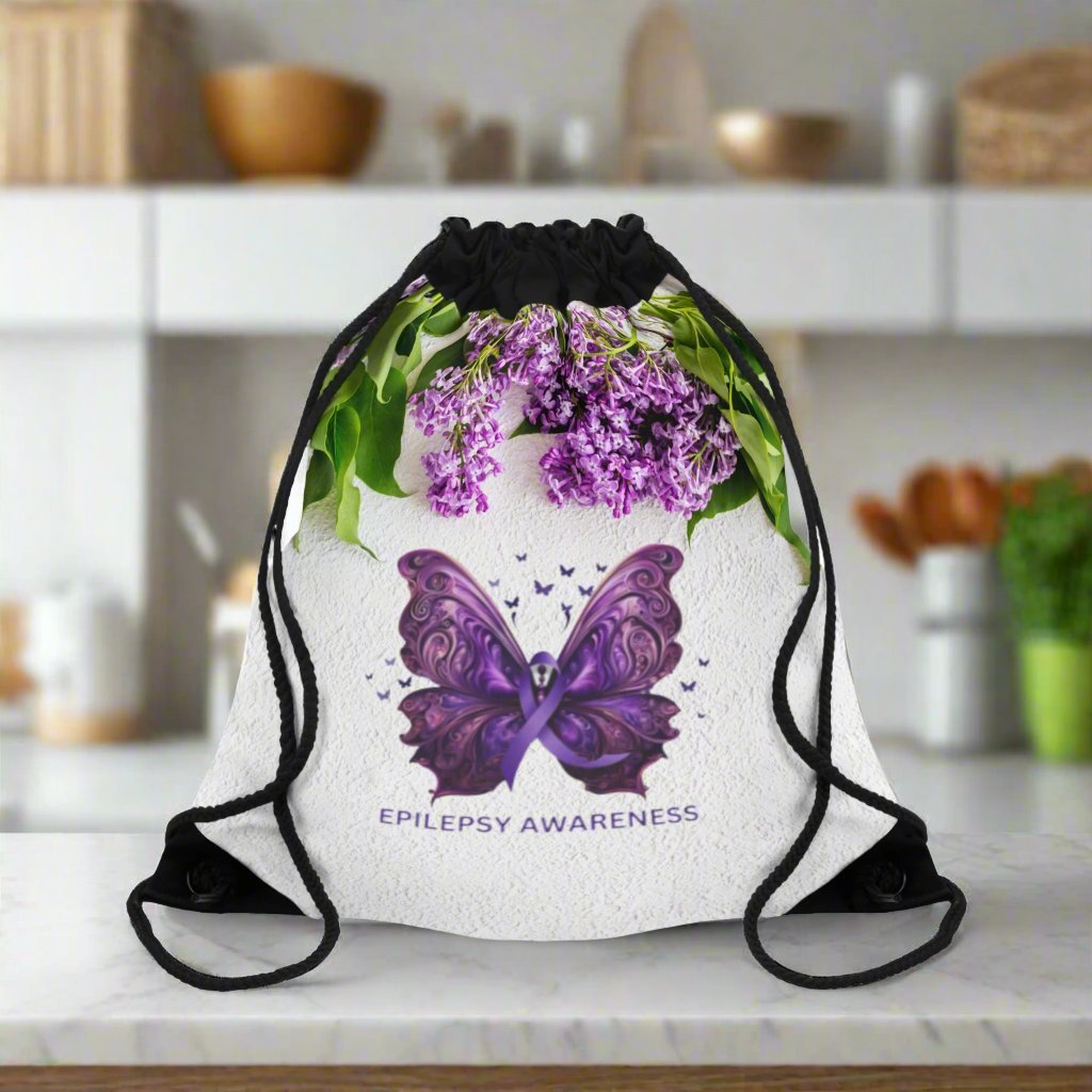 Epilepsy Butterfly Drawstring Bag
