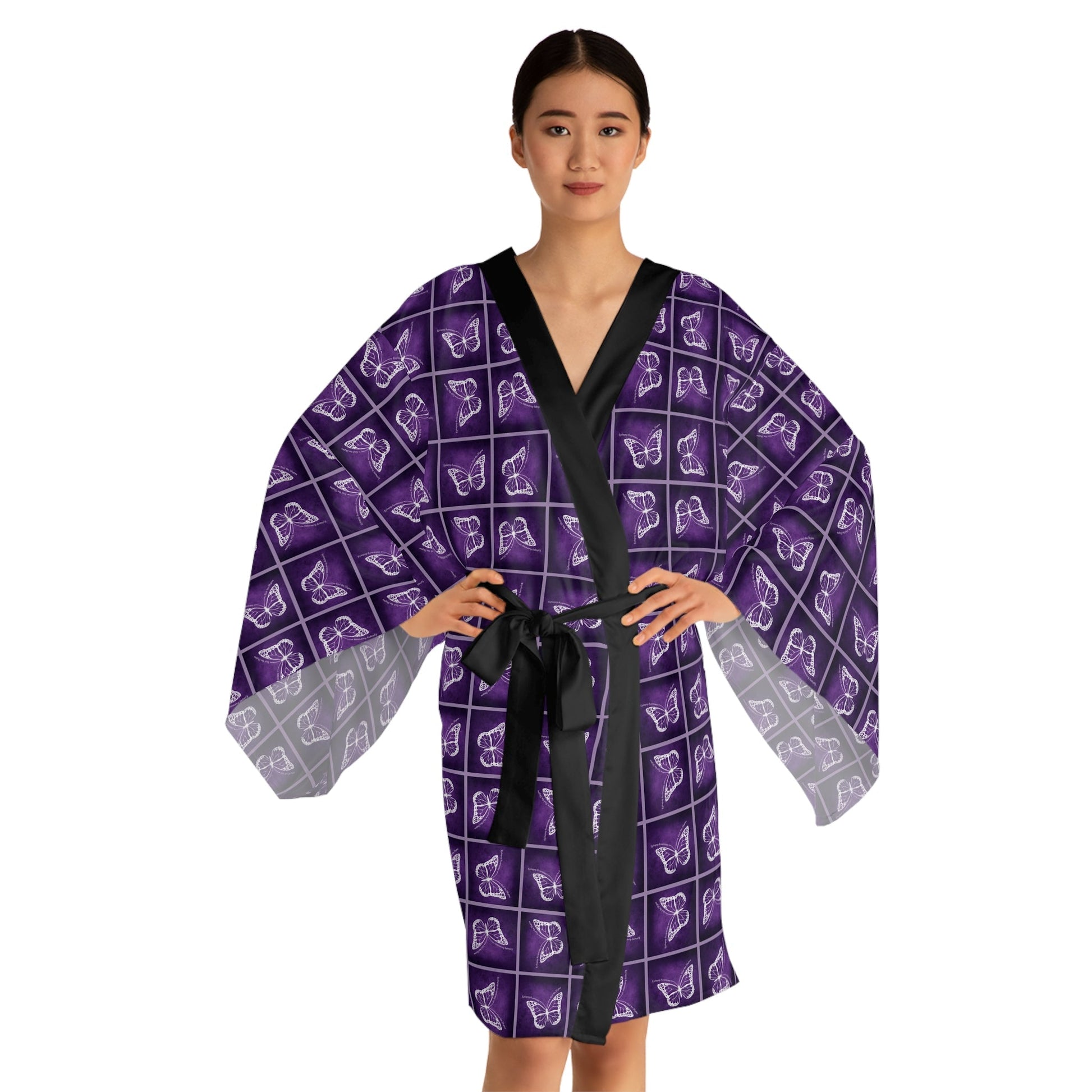 Elegant Epilepsy Butterfly Dreams Long Sleeve Kimono Robe - Korvel
