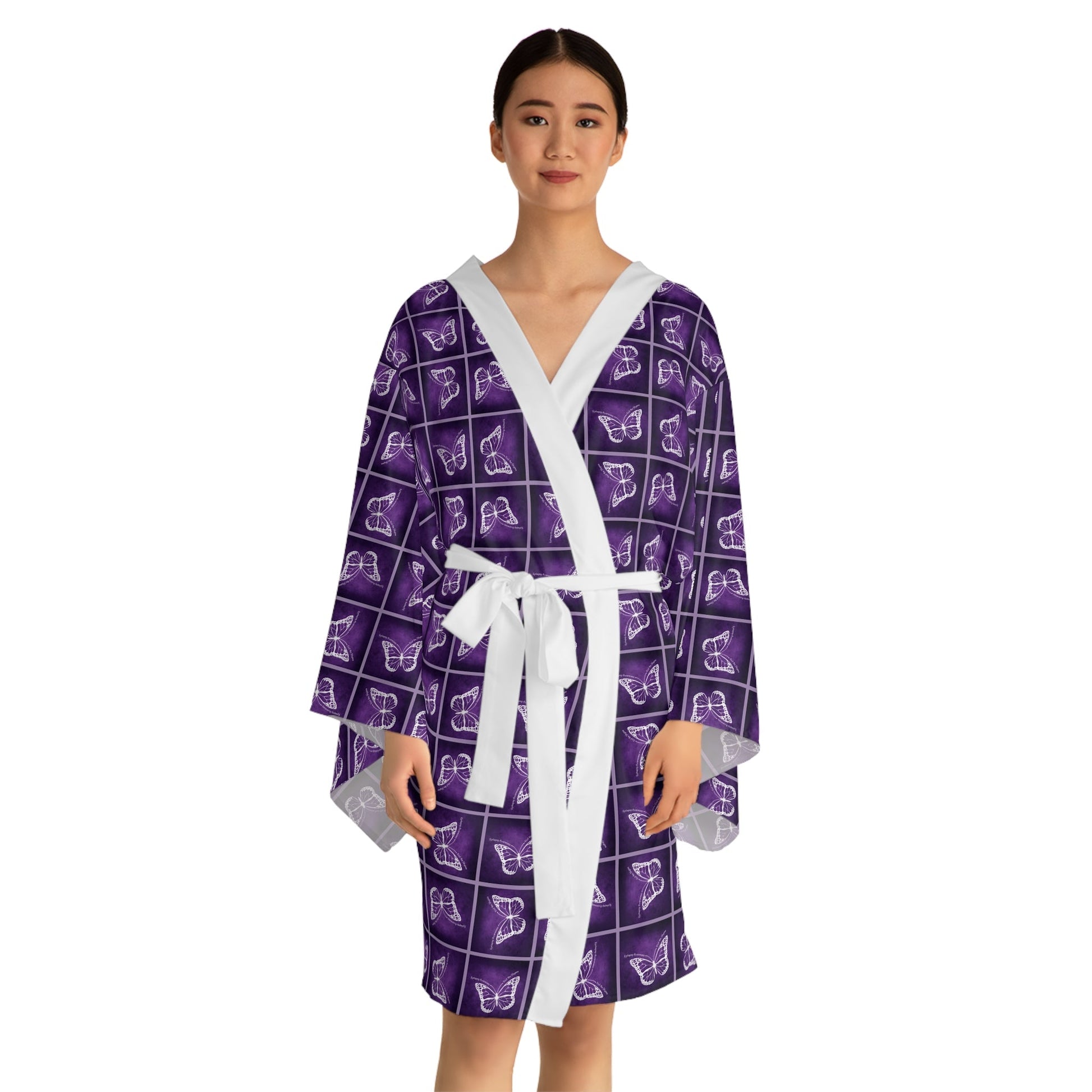 Elegant Epilepsy Butterfly Dreams Long Sleeve Kimono Robe - Korvel