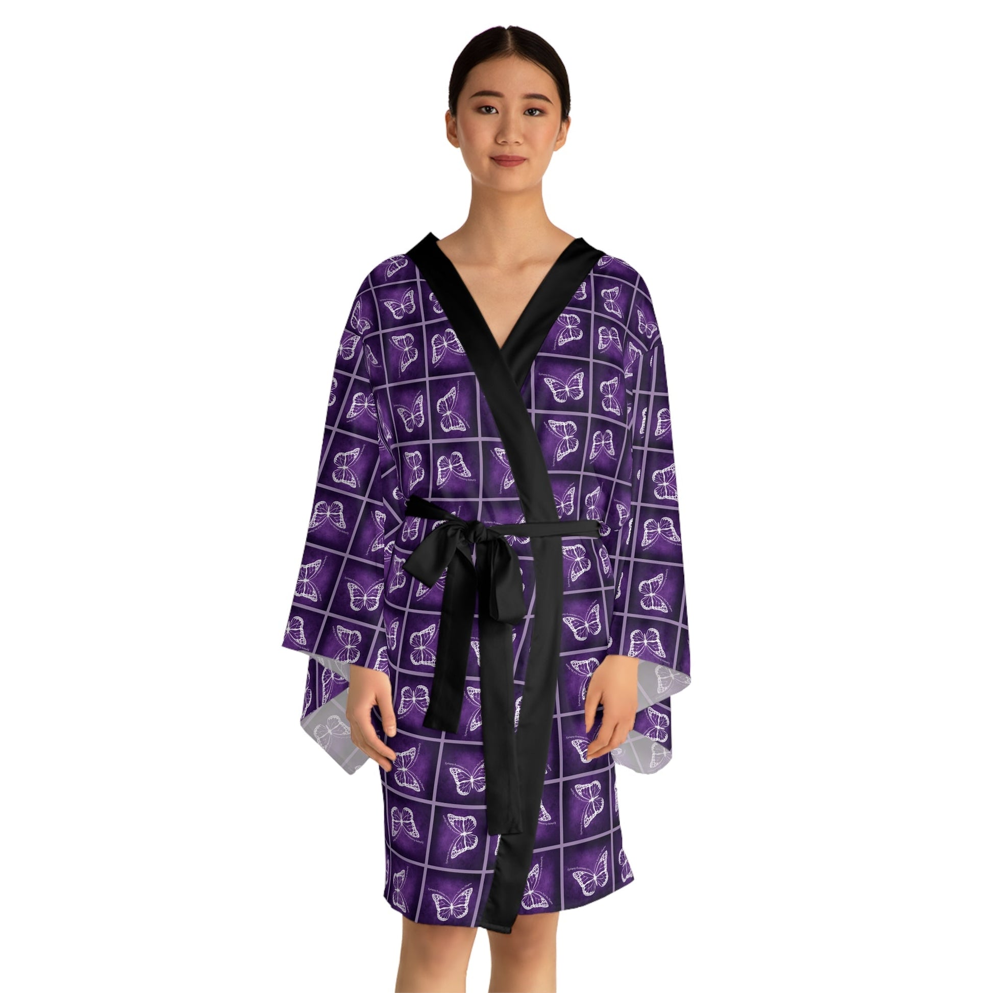 Elegant Epilepsy Butterfly Dreams Long Sleeve Kimono Robe - Korvel