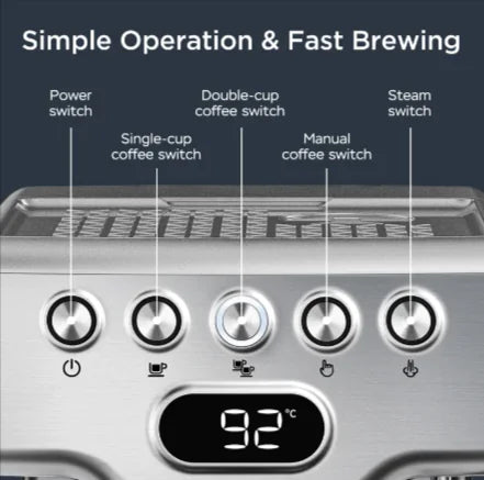Máquina de Espresso Geek Chef de 20 Bares con Espumador de Leche - Acero Inoxidable