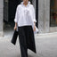 Camisa Blanca de Mujer de Corte Suelto y Manga Larga Irregular