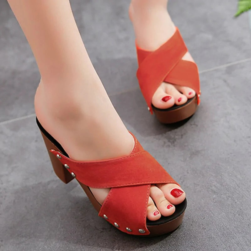 Sandales à plateforme à talons carrés élégantes pour femmes