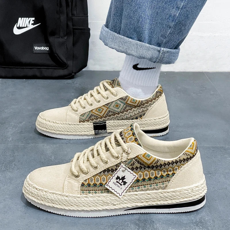 Espadrilles Men Sneakers Flat Canvas Shoes For Men Yuppie Casual Walking Shoes Male Linen Men's Shoes Fisherman's Sneakers Man - Korvel