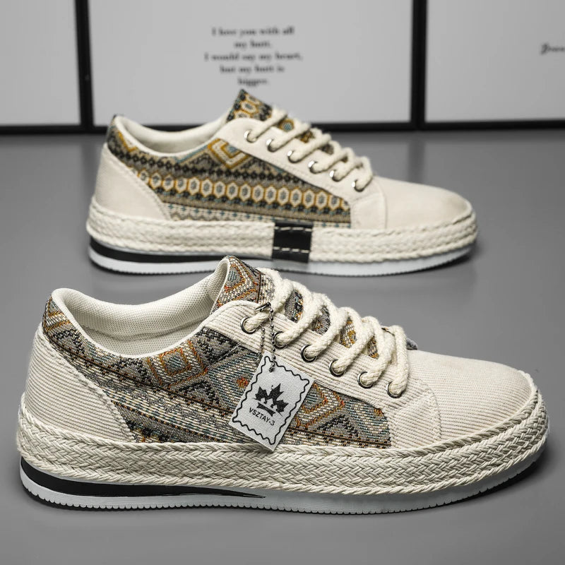 Espadrilles Men Sneakers Flat Canvas Shoes For Men Yuppie Casual Walking Shoes Male Linen Men's Shoes Fisherman's Sneakers Man - Korvel