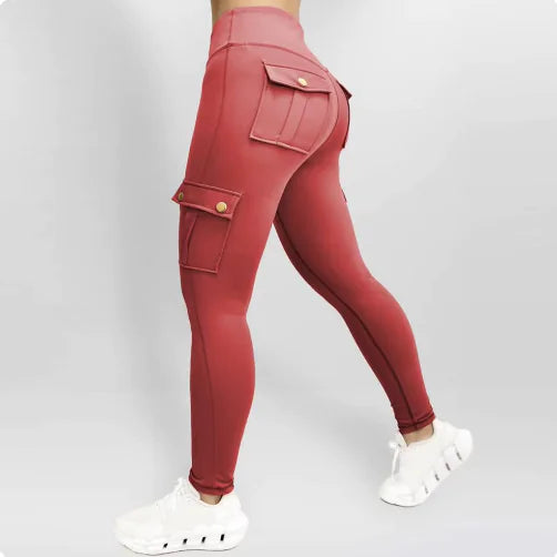Pantalones de Trabajo Fitness de Alta Elasticidad con Bolsillos para Mujeres