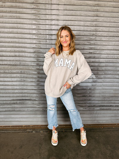 Collegiate Mama Beige Printed Sweatshirt