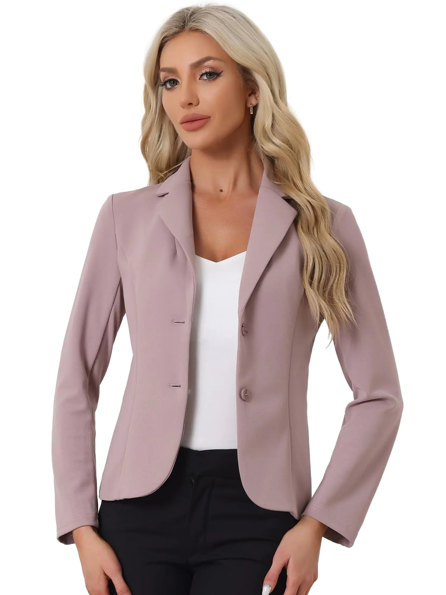 Allegra K Women's Stretch Blazer in Dusty Pink