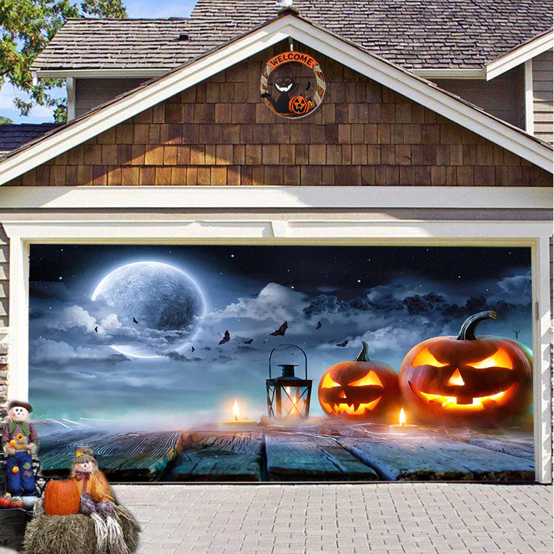 Banner de puerta de garaje Halloween Bosque Nebuloso