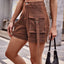European and American denim work pants, casual pocket shorts elastic waistband for women - Korvel