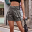 European and American denim work pants, casual pocket shorts elastic waistband for women - Korvel