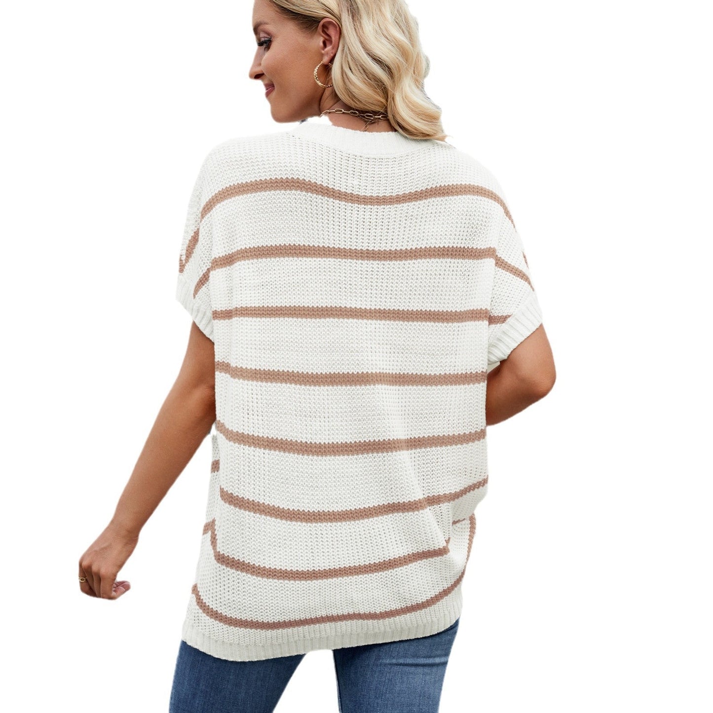 Stylish Striped Round Neck Pullover Top for Women