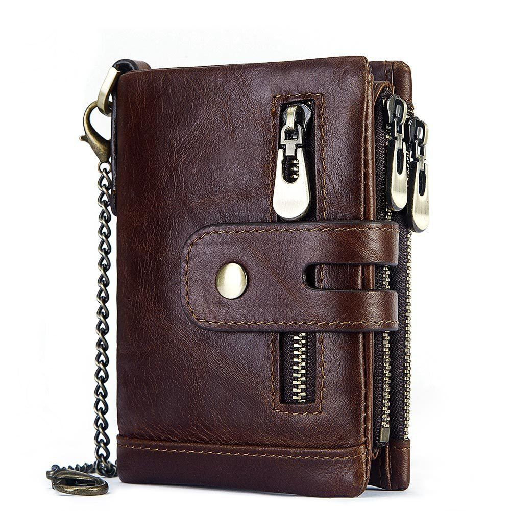 European and American first-layer kraft card bag men's short genuine leather wallet Father's Day gift - Korvel