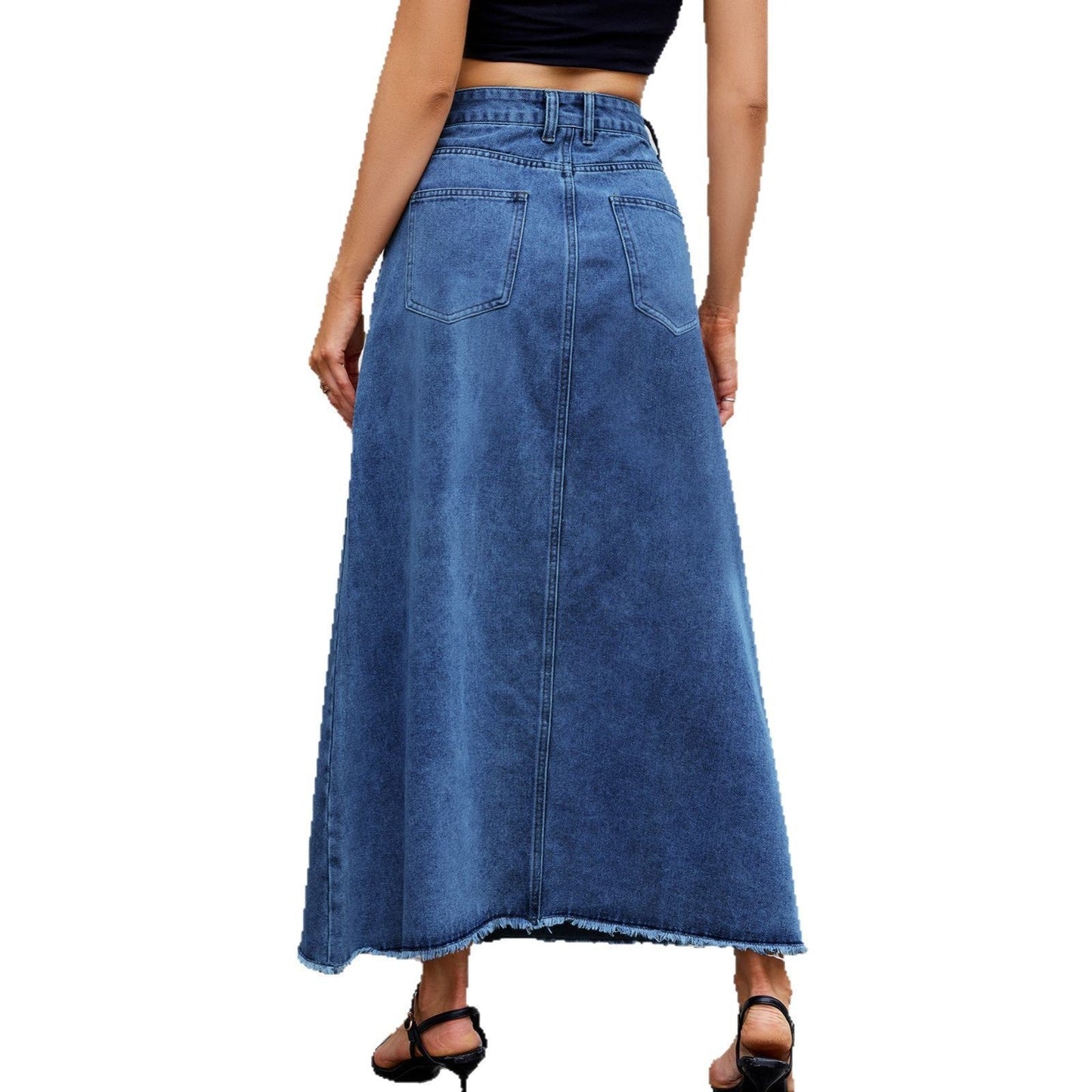 Falda de mezclilla de cintura alta para mujeres - Elegante y versátil