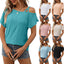 European and American one shoulder short sleeved T-shirt hollowed out top for women - Korvel