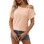 European and American one shoulder short sleeved T-shirt hollowed out top for women - Korvel