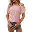 European and American one shoulder short sleeved T-shirt hollowed out top for women - Korvel