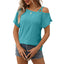 European and American one shoulder short sleeved T-shirt hollowed out top for women - Korvel
