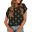 Elegante Top de Punto Floral con Cuello Redondo para Mujeres