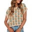 Elegante Top de Punto Floral con Cuello Redondo para Mujeres