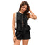Stylish Ruffled Lace-Up Denim Vest Top Set for Women
