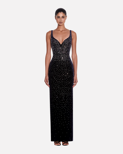 European and American sexy fashion socialite temperament hot diamond suspender backless long dress women's dress - Korvel