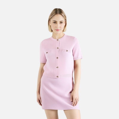 European and American style women's clothing new fashion short sleeved knitted top half skirt set - Korvel