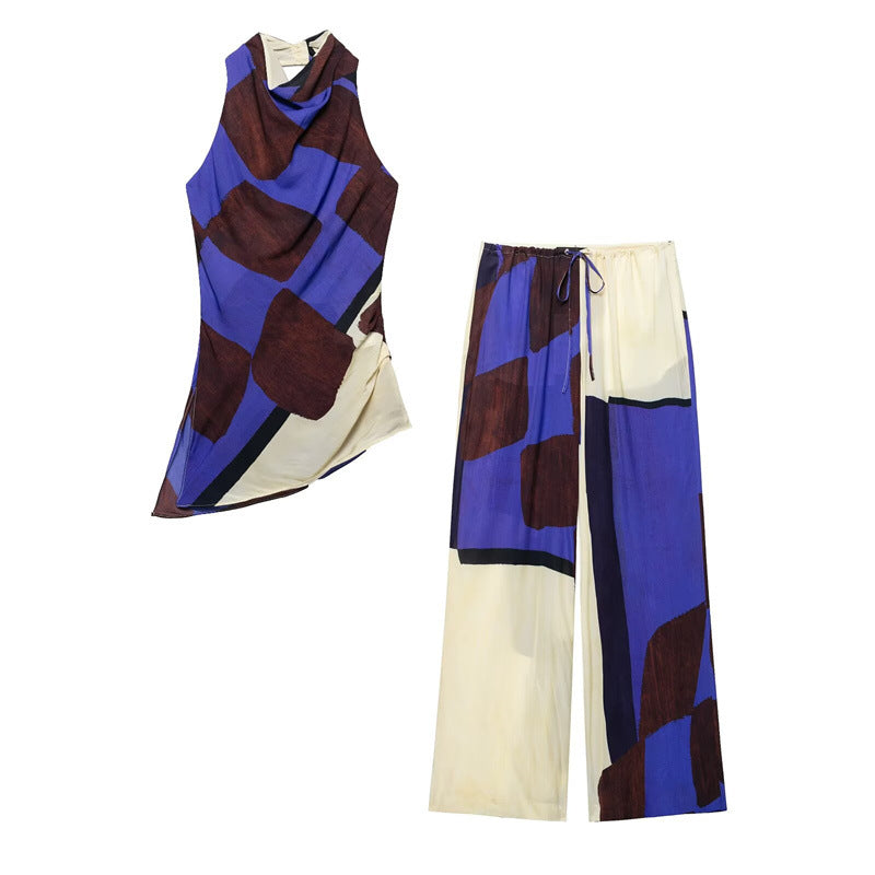 European and American style women's fashion casual printed neck hanging set - Korvel