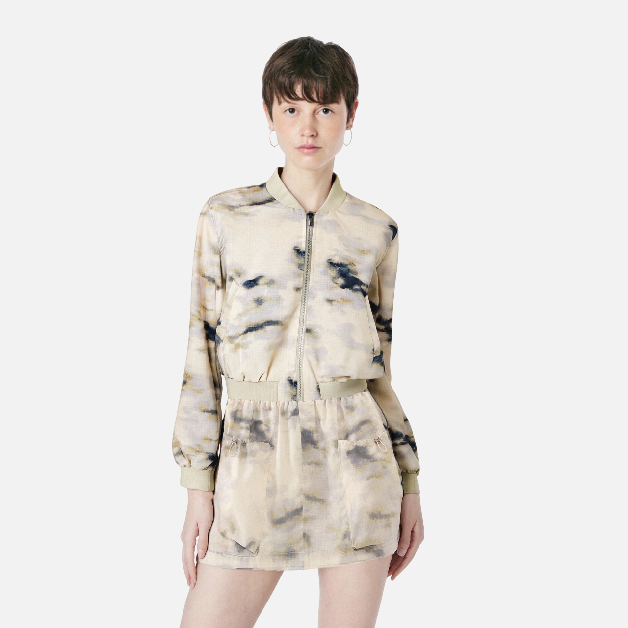 European and American style women's fashion casual tie dye jacket jacket, half skirt set - Korvel