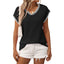 European and American V-neck Short Sleeved Striped Top