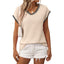 European and American V-neck Short Sleeved Striped Top
