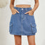 Jupe en denim courte ajustable pour femmes