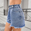 European and American women's adjustable waist versatile denim shorts - Korvel