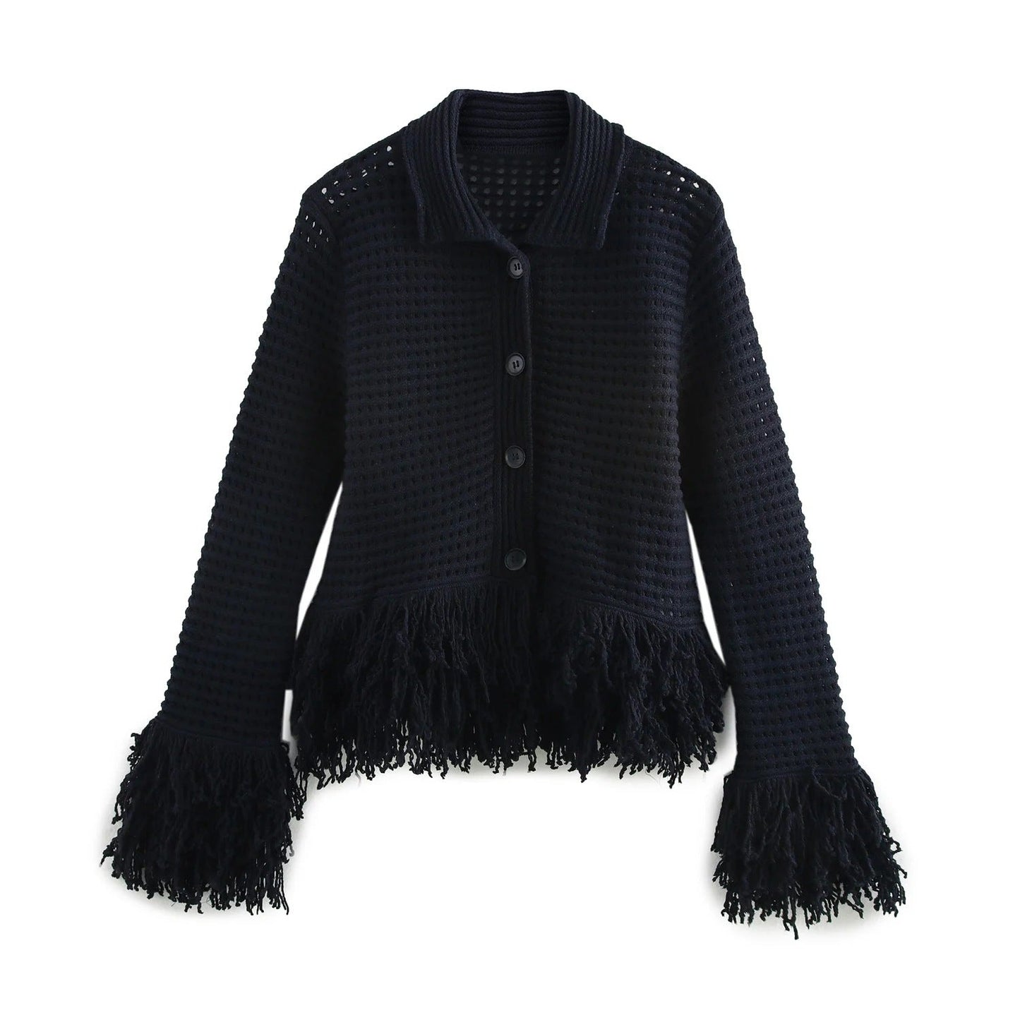 Versatile Women's Tassel Knit Sweater and Skirt Set