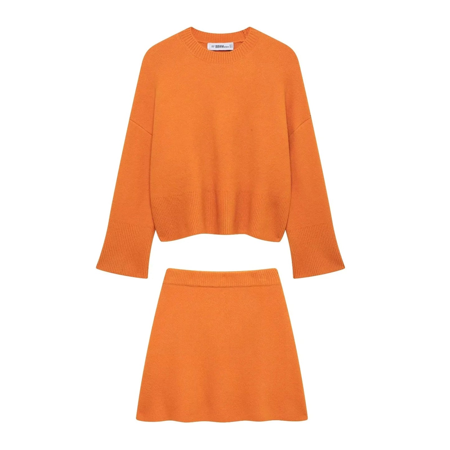 Ensemble de pull en tricot à manches longues et jupe mini chic pour femmes