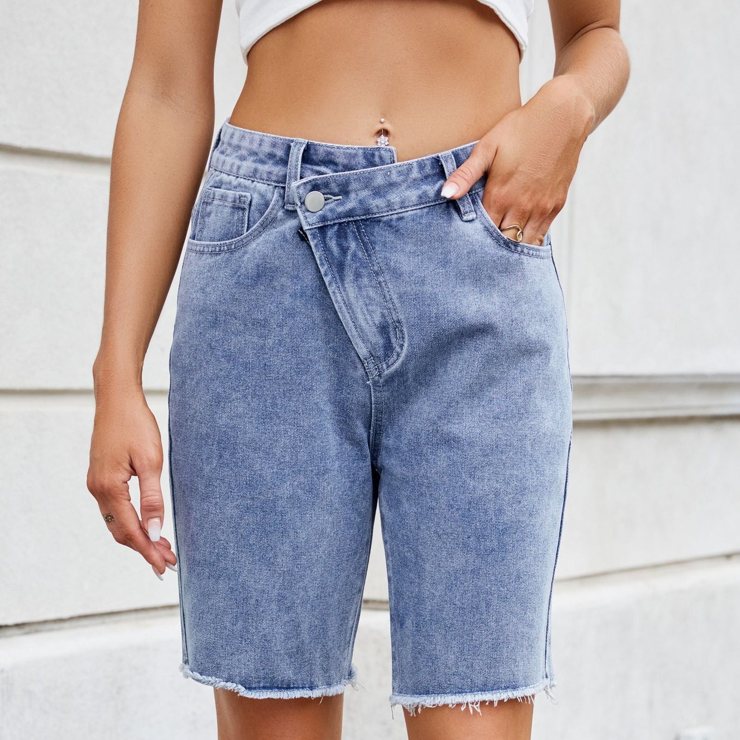 European and American women's loose casual denim shorts - Korvel