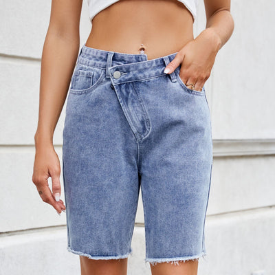 European and American women's loose casual denim shorts - Korvel