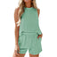 European and American women's sleeveless vest shorts striped two-piece set - Korvel