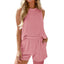 European and American women's sleeveless vest shorts striped two-piece set - Korvel