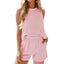 European and American women's sleeveless vest shorts striped two-piece set - Korvel