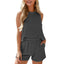 European and American women's sleeveless vest shorts striped two-piece set - Korvel