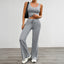 European and American yoga style sleeveless vest slightly flared pants set - Korvel